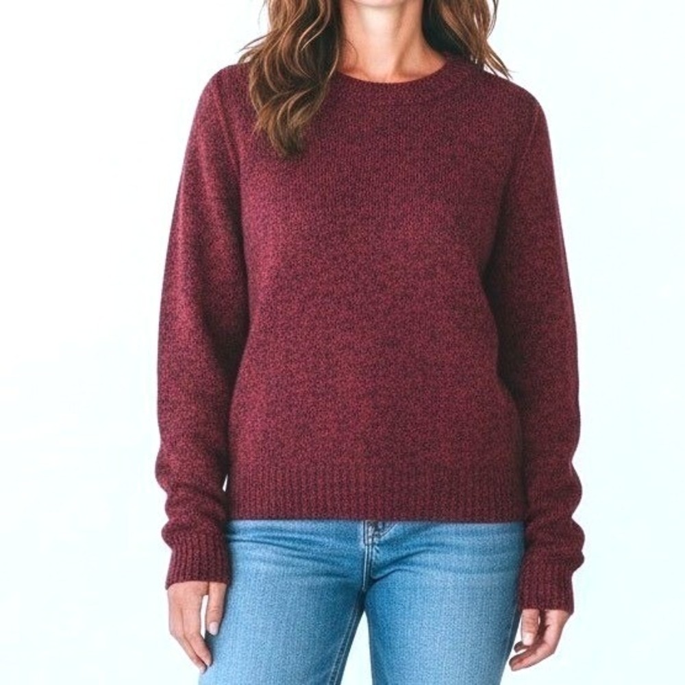 H&M Women's Red‎ Black Speckled Crew Neck Long Sleeve Sweater Medium Casual Knit